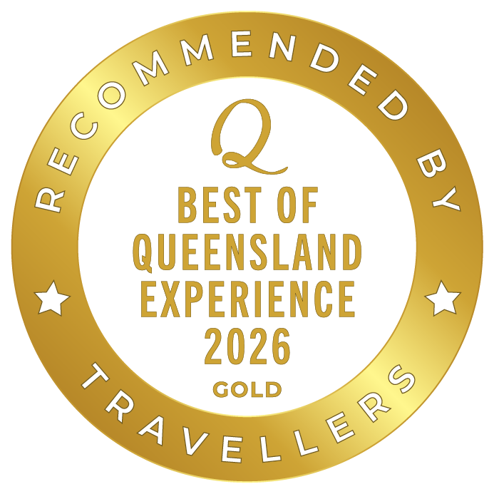 Gold circular badge reading 'Best of Queensland Experience 2026 Gold'.