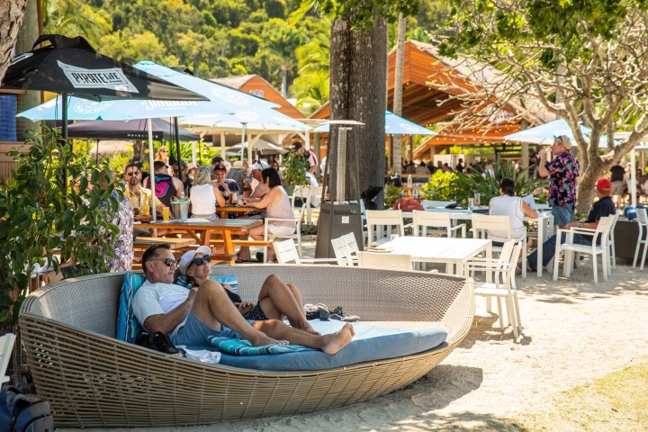 a person sitting on a bench