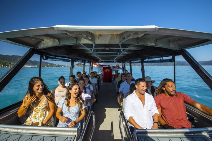 a group of people on a boat