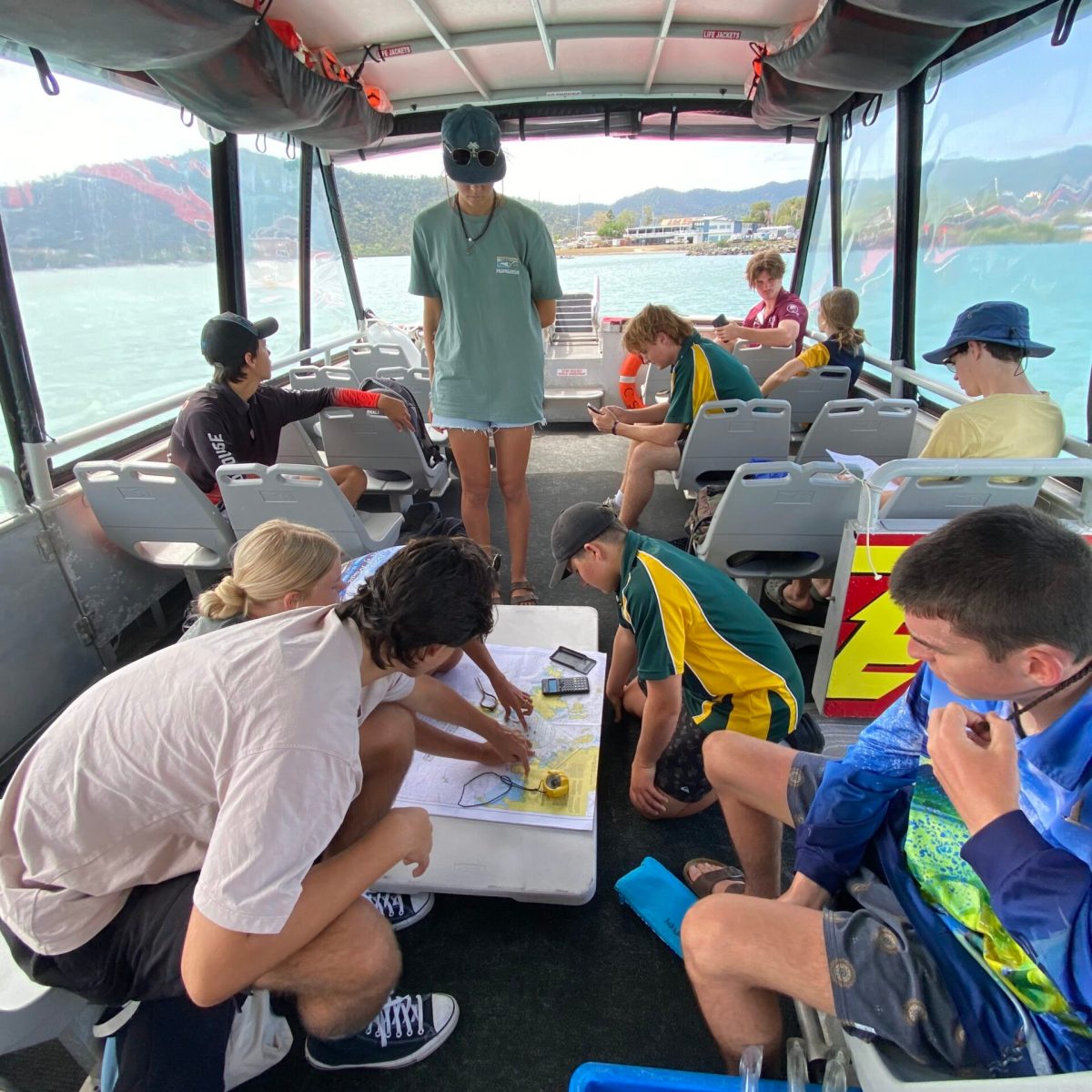 a group of people on a boat