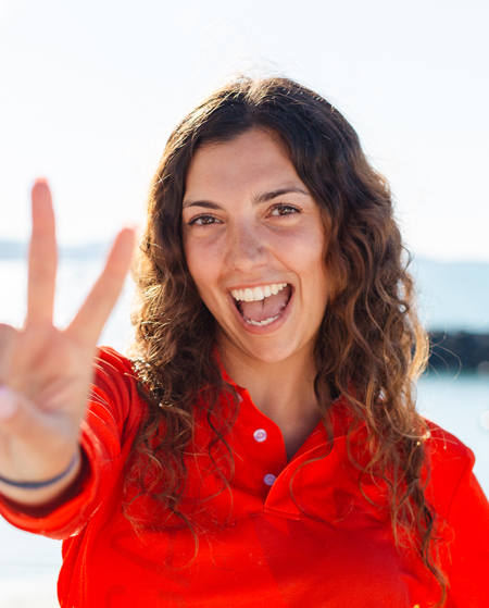 a woman smiling for the camera