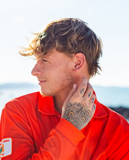 a person in orange shirt