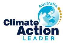 Logo with 'Climate Action Leader' and a globe labeled 'Australia' with dots trailing off.